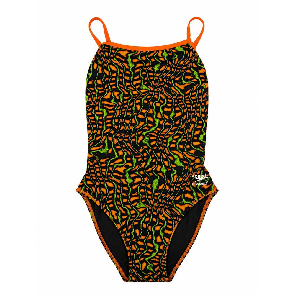 Speedo Endurance+ One Piece Swimsuit Neon Size 12 Y2K Dopamine Energy Racerback